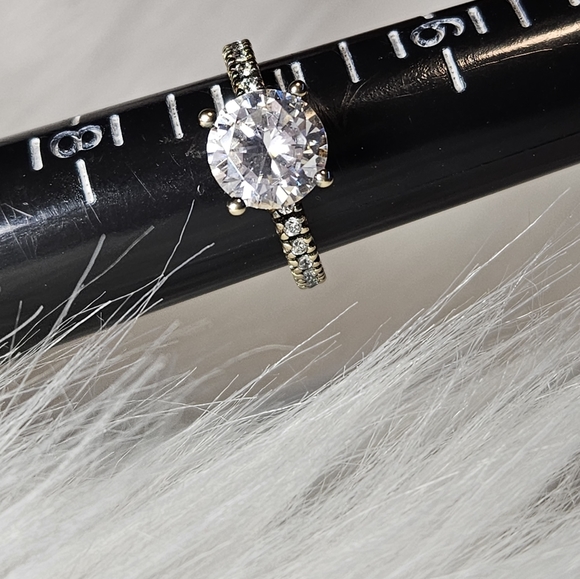 Vintage Absolute CZ Solitaire Eternity Size 7 Silver Ring - Picture 8 of 13